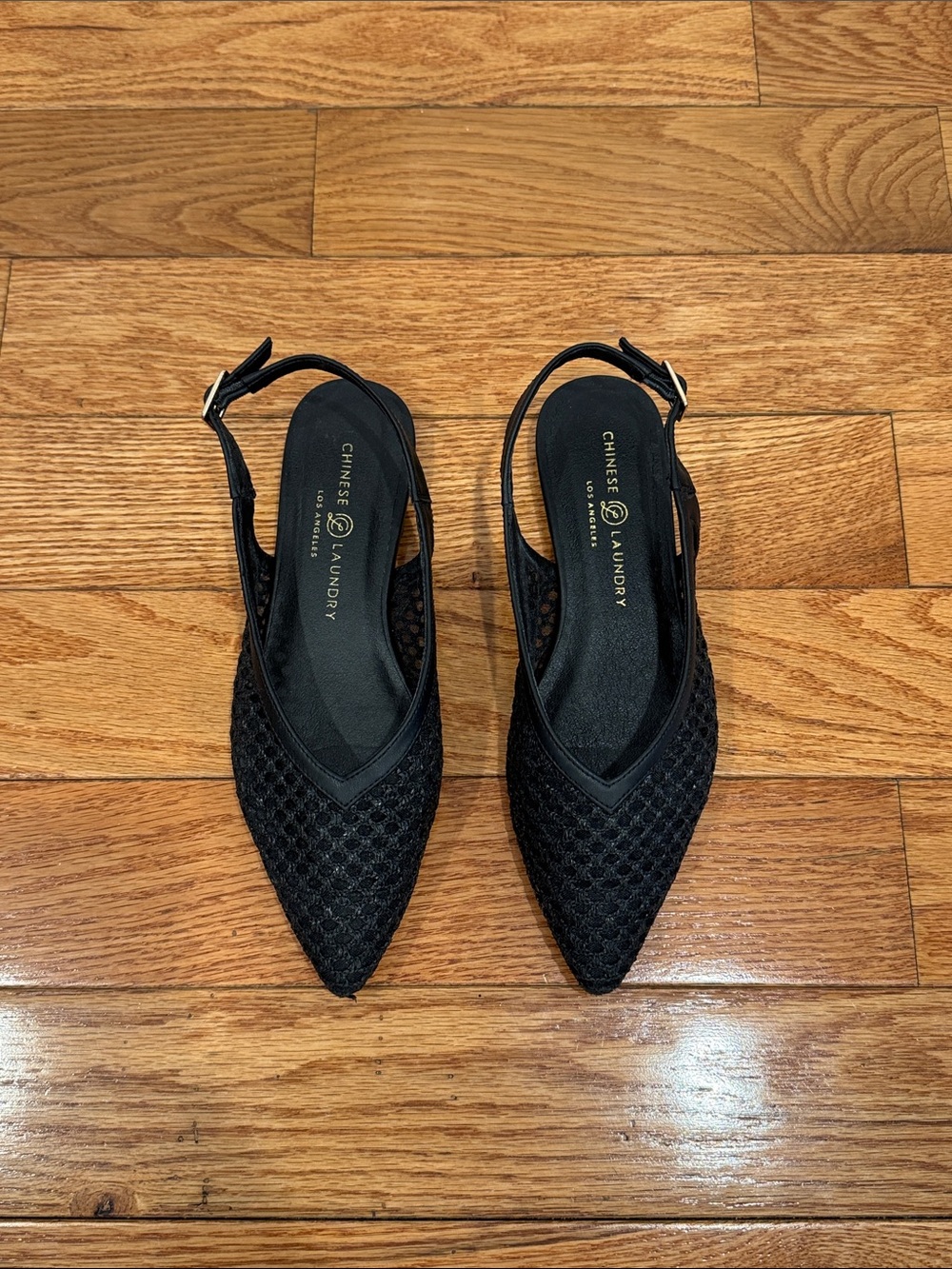 Chinese Laundry Black Slingback Mesh Ballet Flats